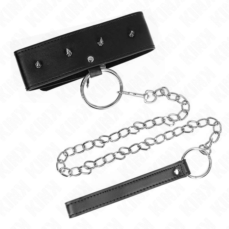 KINK Halskette 65 cm mit Leine & silbernen Nieten Modell 2 – Verstellbar 36–43 cm | Secret Pulse für sinnliche und diskrete Momente