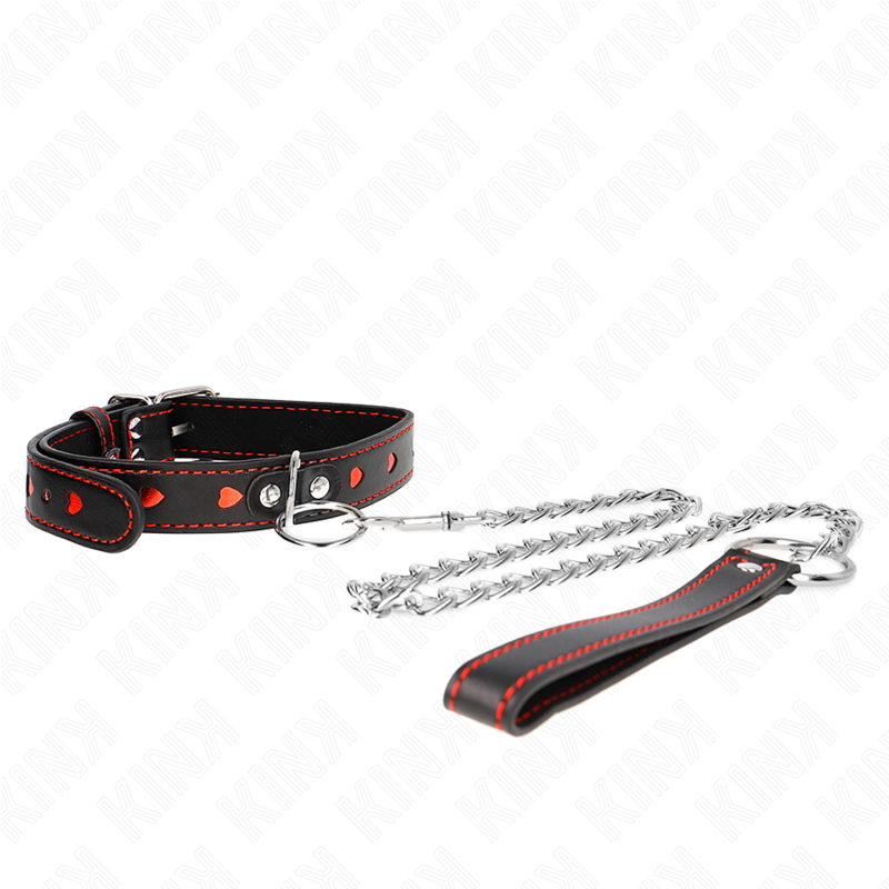 KINK Halskette mit Herzdetails & Band – 65 cm | Verstellbares Statement 52,5 x 2,5 cm bei Secret Pulse im Erotikshop