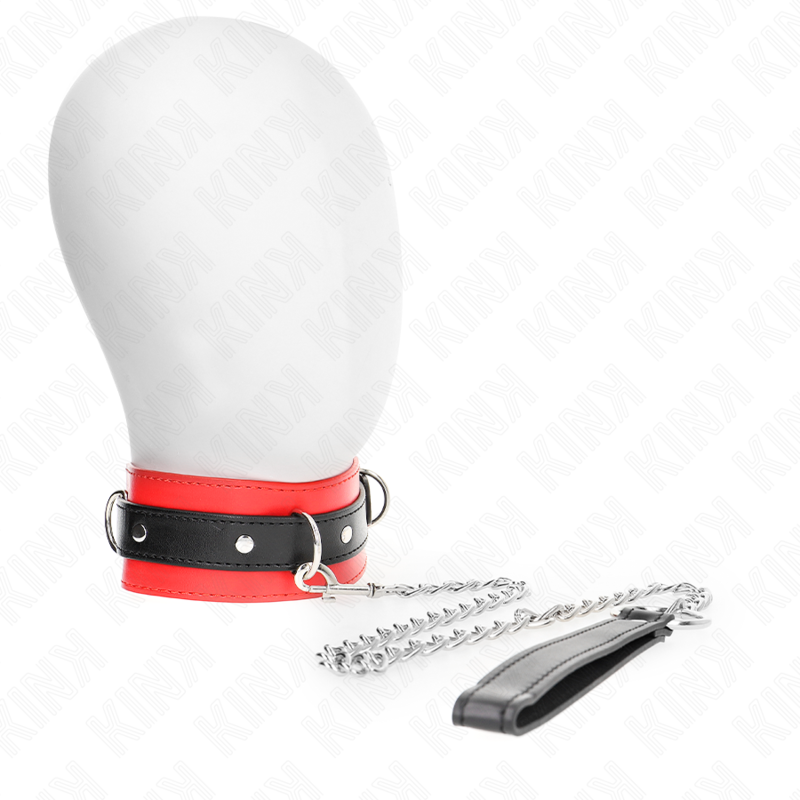 KINK Halsband mit Gürtel & Riemen – 65 cm Rot | Breite 4,5 cm BDSM-Zubehör diskret online kaufen