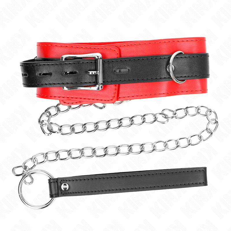 KINK Halsband mit Gürtel & Riemen – 65 cm Rot | Breite 4,5 cm hochwertiges Zubehör