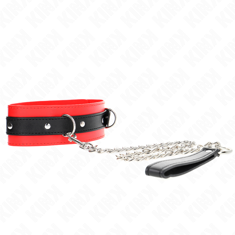 KINK Halsband mit Gürtel & Riemen – 65 cm Rot | Breite 4,5 cm bei Secret Pulse im Erotikshop