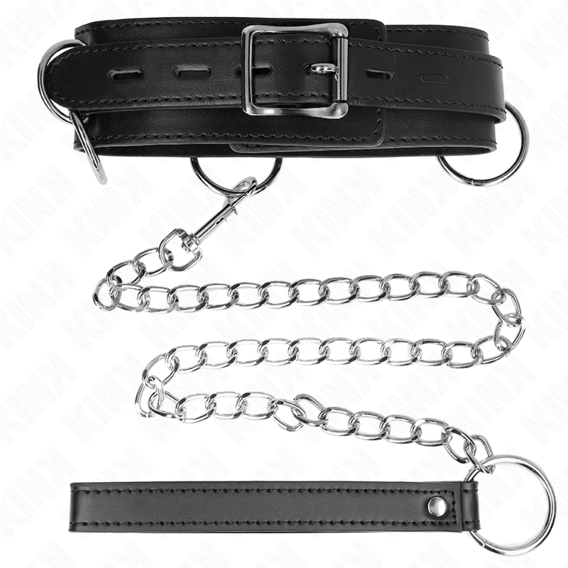 KINK 3-Ring-Sklaverei-Halskette mit Band 80 cm – BDSM & Fetisch | Secret Pulse BDSM-Zubehör diskret online kaufen