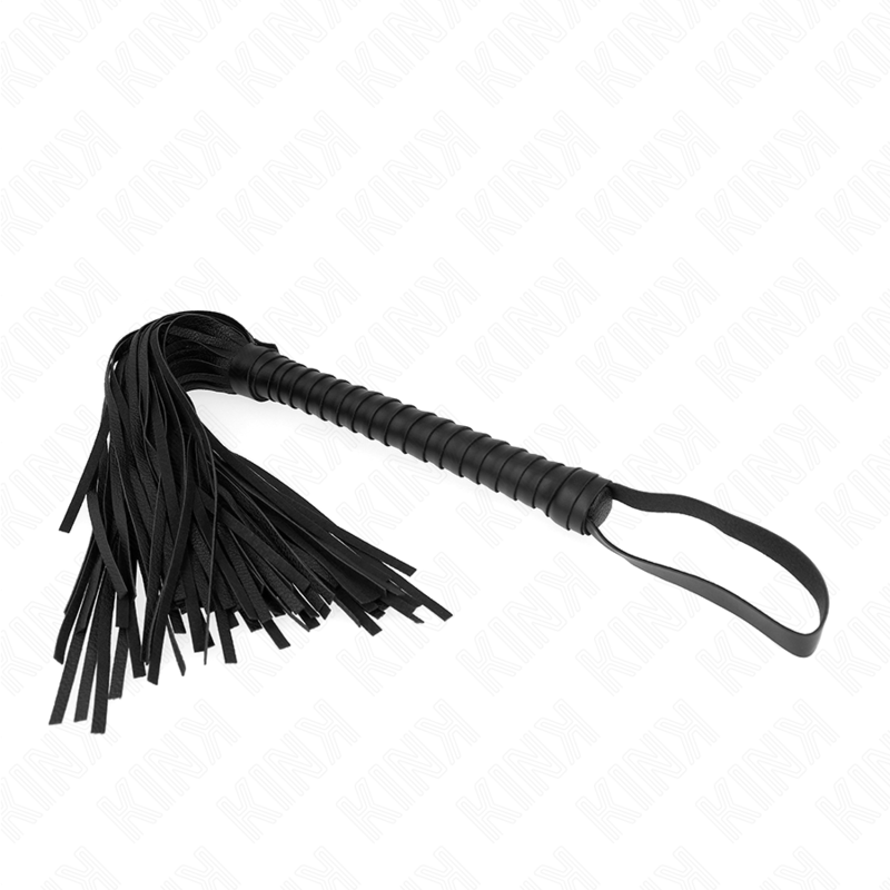 KINK Peitsche mit schwarzem strukturiertem Griff 48,5 cm – Bondage & BDSM | Secret Pulse für sinnliche und diskrete Momente