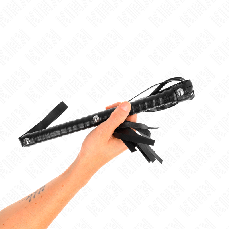 KINK Peitsche mit schwarzem strukturiertem Griff 48,5 cm – Bondage & BDSM | Secret Pulse Produktansicht und Details