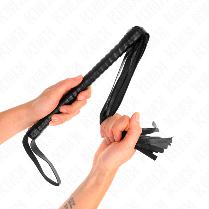 KINK Peitsche mit schwarzem strukturiertem Griff 48,5 cm – Bondage & BDSM | Secret Pulse hochwertiges Zubehör