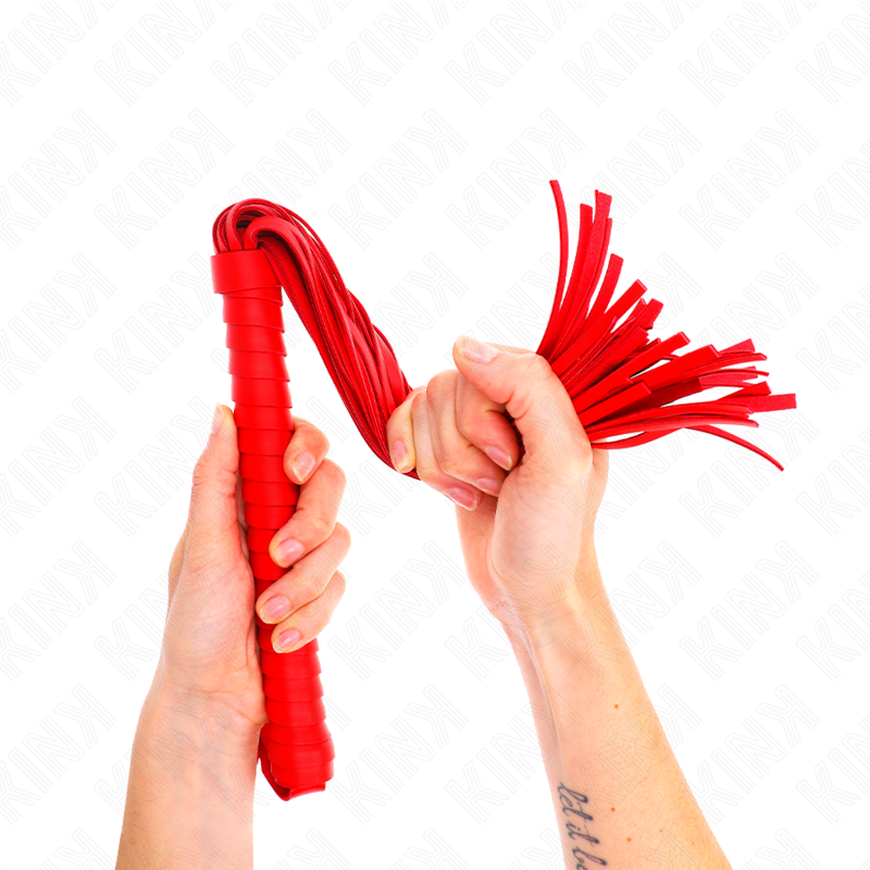 KINK Peitsche mit rotem strukturiertem Griff 48,5 cm – Bondage & BDSM | Secret Pulse hochwertiges Zubehör