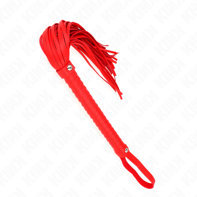 KINK Peitsche mit rotem strukturiertem Griff 48,5 cm – Bondage & BDSM | Secret Pulse für sinnliche und diskrete Momente