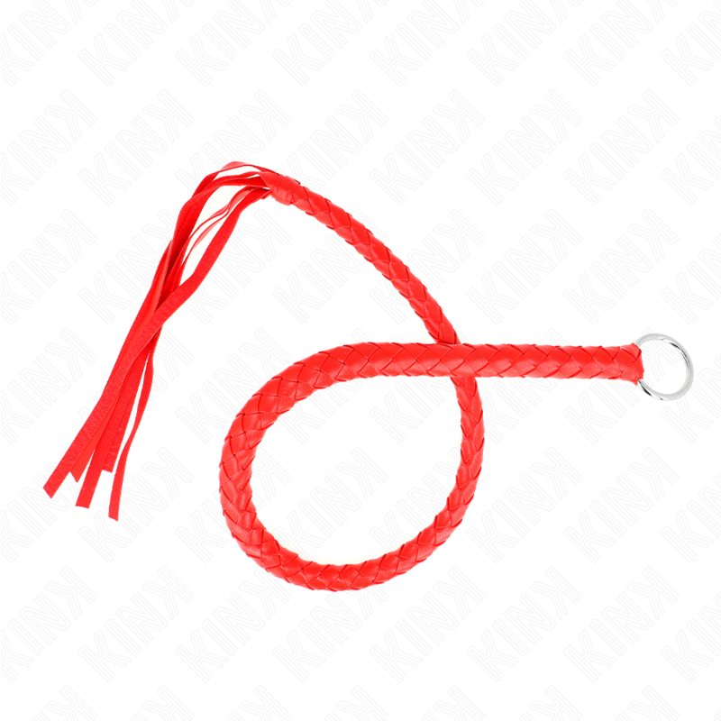 KINK Schlangenpeitsche mit rotem Handring 65 cm – Bondage & BDSM | Secret Pulse für sinnliche und diskrete Momente