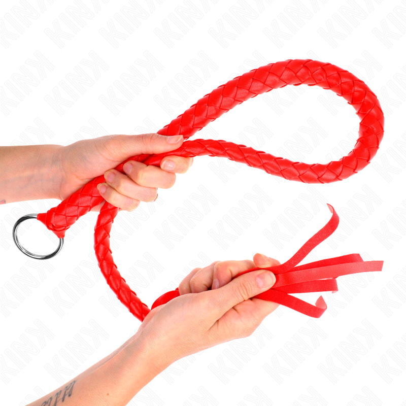 KINK Schlangenpeitsche mit rotem Handring 65 cm – Bondage & BDSM | Secret Pulse Produktansicht und Details
