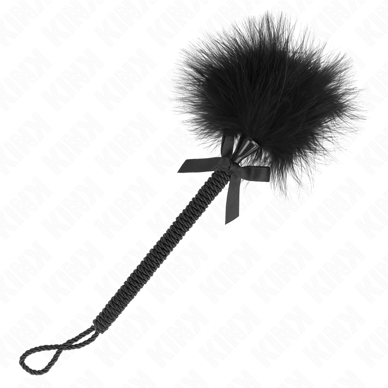 KINK Nylonsseilstab mit Kitzelfedern & schwarzer Schleife 25 cm | Secret Pulse BDSM-Zubehör diskret online kaufen