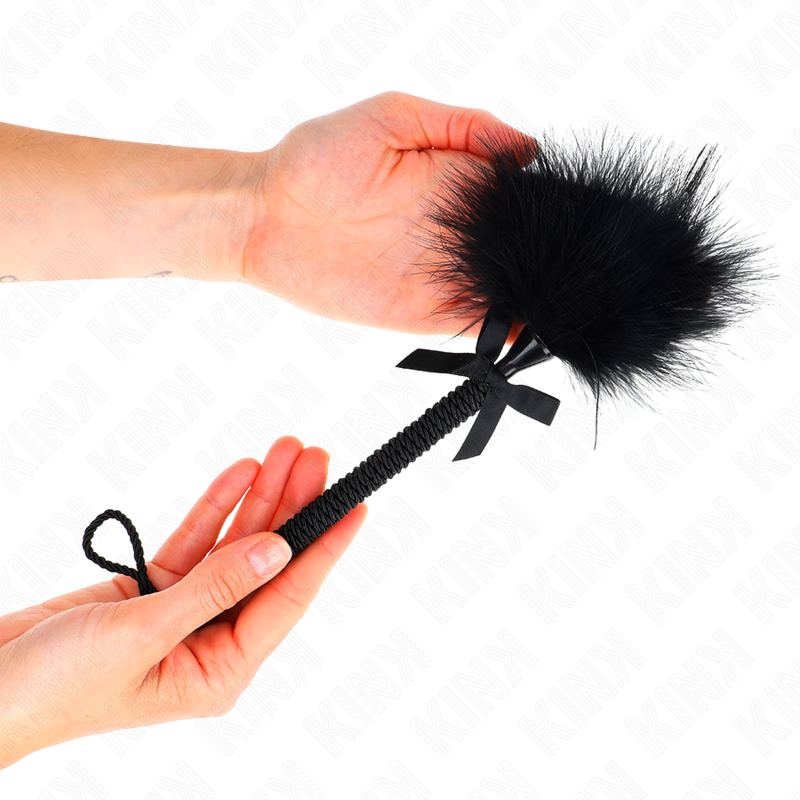 KINK Nylonsseilstab mit Kitzelfedern & schwarzer Schleife 25 cm | Secret Pulse hochwertiges Zubehör