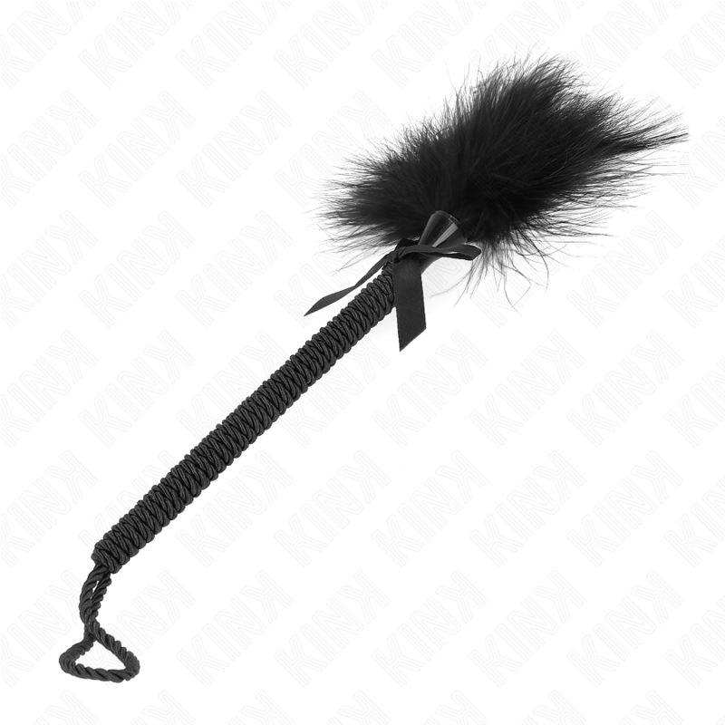 KINK Nylonsseilstab mit Kitzelfedern & schwarzer Schleife 25 cm | Secret Pulse Produktansicht und Details