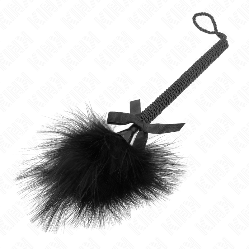 KINK Nylonsseilstab mit Kitzelfedern & schwarzer Schleife 25 cm | Secret Pulse für sinnliche und diskrete Momente