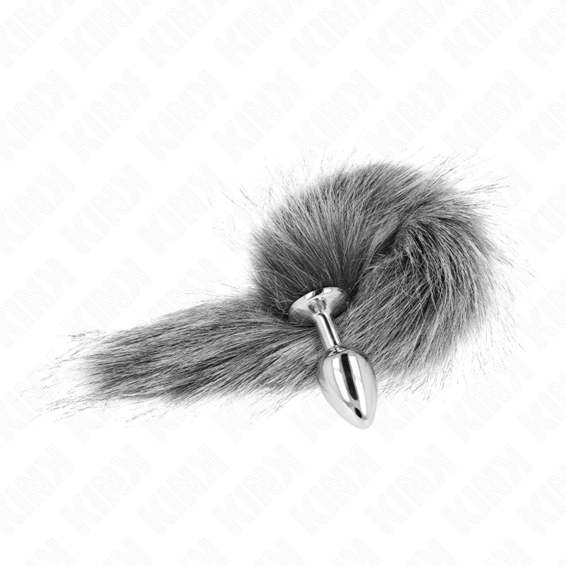 KINK - ANAL PLUG GRÖSSE S 7 X 3 CM MIT KUNSTSTOFFSCHWANZ 40 CM GRAU für sinnliche und diskrete Momente