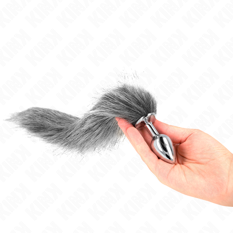 KINK - ANAL PLUG GRÖSSE S 7 X 3 CM MIT KUNSTSTOFFSCHWANZ 40 CM GRAU BDSM-Zubehör diskret online kaufen