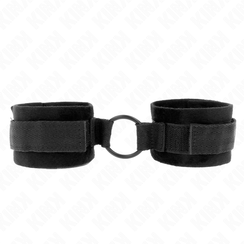 KINK - BEGINNER PELZ HANDMANSCHETTEN 25 CM MIT O-RING 4 CM SCHWARZ VERSTELLBAR 15-25 CM Produktansicht und Details