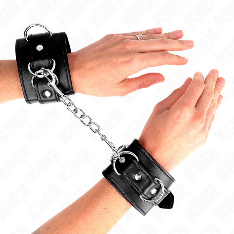 KINK - 3 D-RING HANDGELENKFESSELN VERSTELLBAR SCHWARZ 17,5-25 CM X 6 CM bei Secret Pulse im Erotikshop
