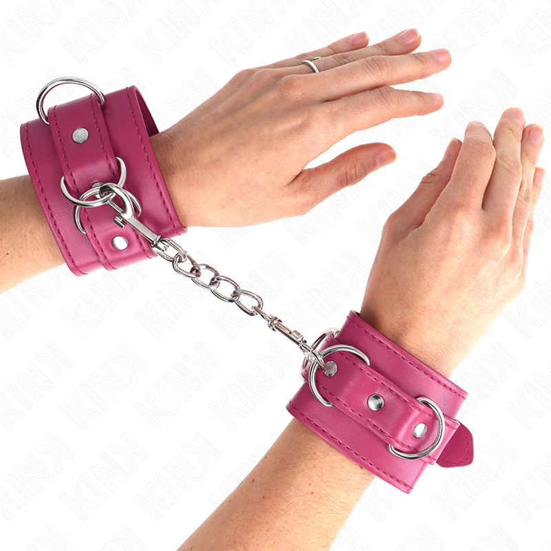 KINK - 3 D-RING HANDGELENKFESSELN VERSTELLBAR ROSA 17,5-25 CM X 6 CM Bondage-Fessel diskret online kaufen