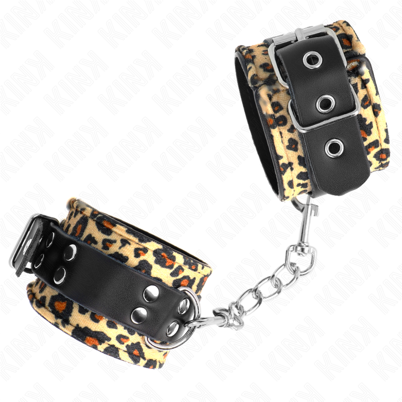 KINK - LEOPARD HANDGELENKFESSEL AUS ECHTLEDER, VERSTELLBAR 18-29 CM X 5,5 CM bei Secret Pulse im Erotikshop