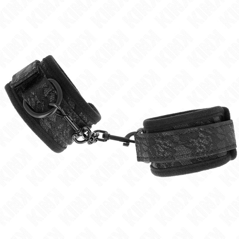 KINK - DARK LACE CUFFS NEOPRENE HANDGELENK MANSCHETTEN VERSTELLBAR SCHWARZ 20-29 CM X 5 CM Produktansicht und Details