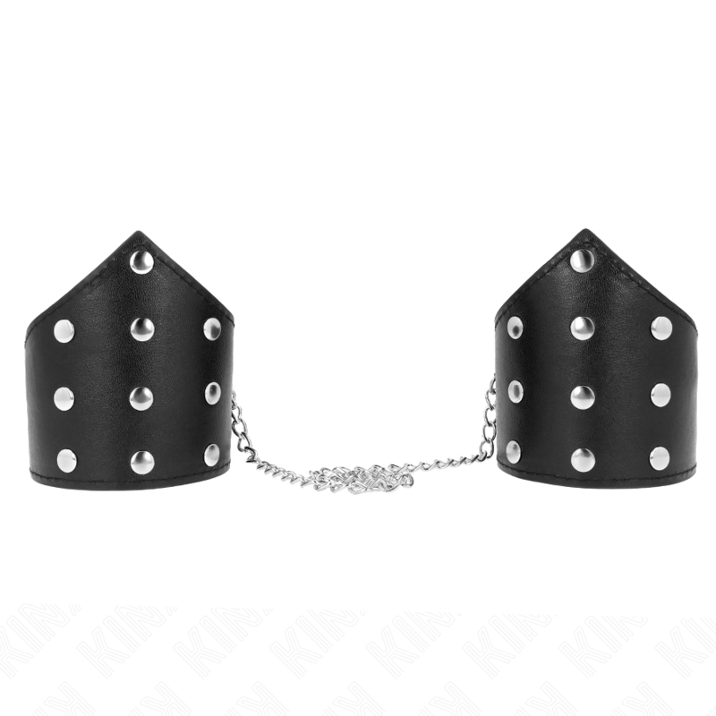 KINK - SCHWARZE ARMBÄNDER IM POINT-STIL MIT KETTE, VERSTELLBAR 17-23 CM X 8,5 CM BDSM-Zubehör diskret online kaufen