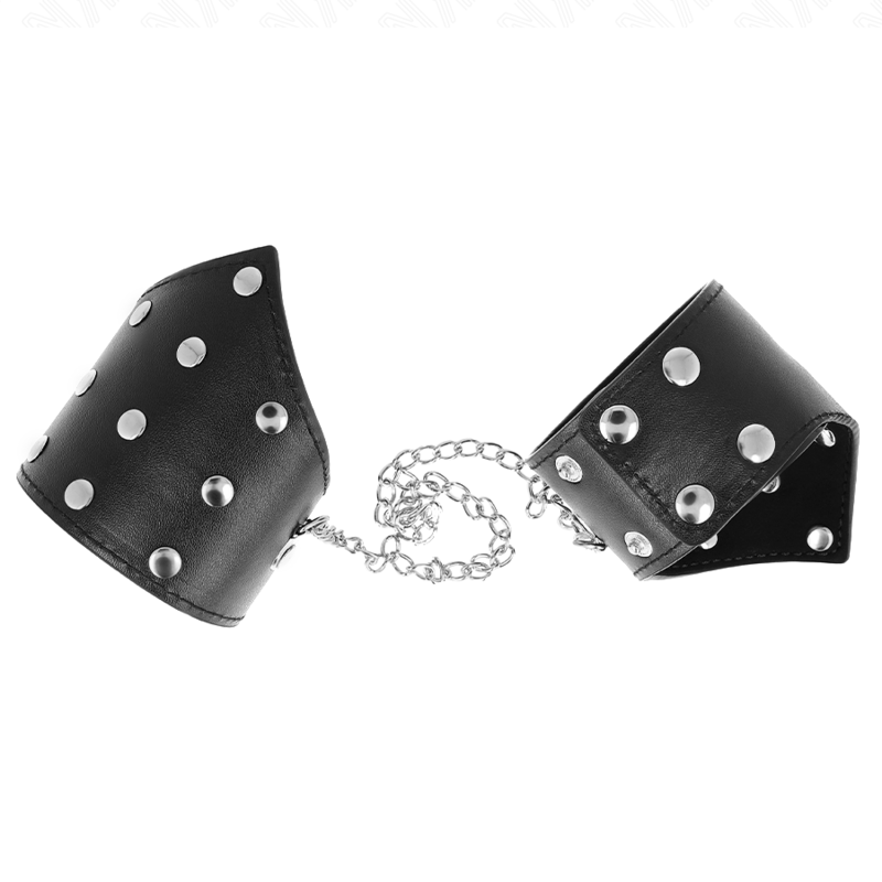 KINK - SCHWARZE ARMBÄNDER IM POINT-STIL MIT KETTE, VERSTELLBAR 17-23 CM X 8,5 CM für sinnliche und diskrete Momente