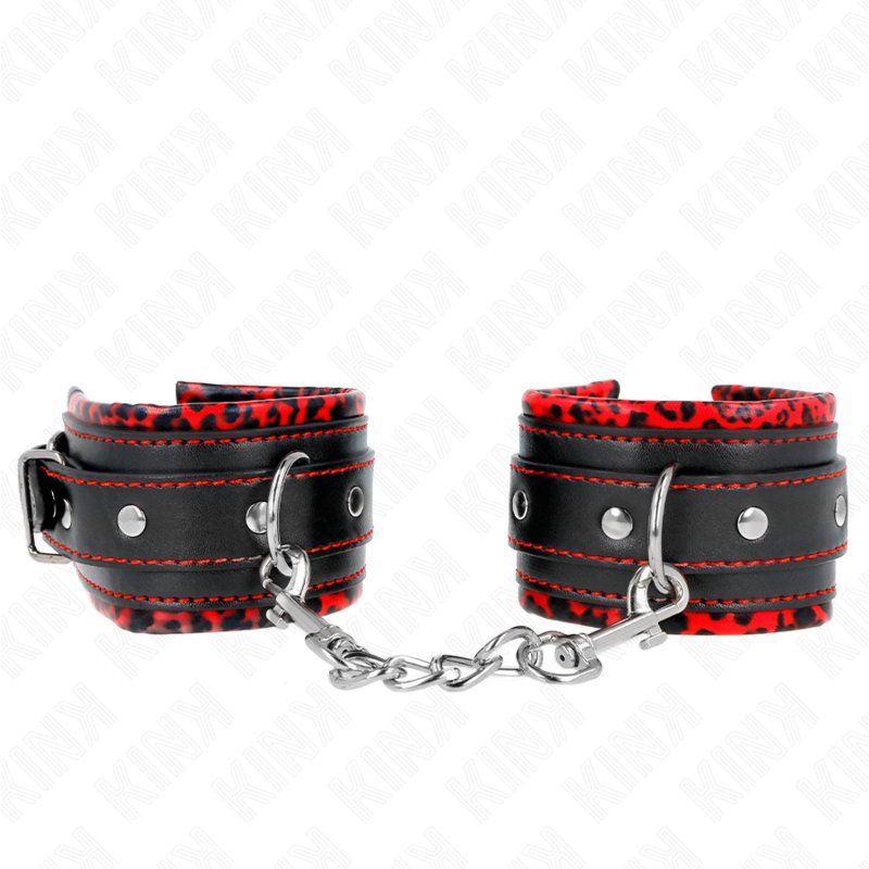 KINK - PELZGEFÜTTERTE HANDGELENKFESSELN ROT/SCHWARZ VERSTELLBAR 17-29 CM X 6 CM Bondage-Fessel diskret online kaufen