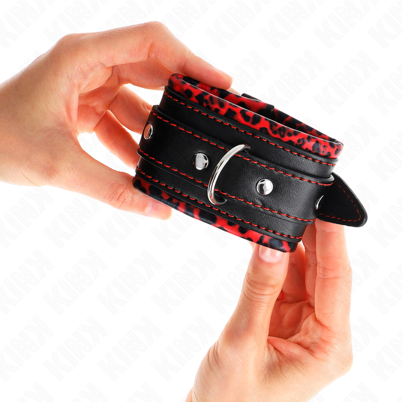 KINK - PELZGEFÜTTERTE HANDGELENKFESSELN ROT/SCHWARZ VERSTELLBAR 17-29 CM X 6 CM hochwertiges Zubehör