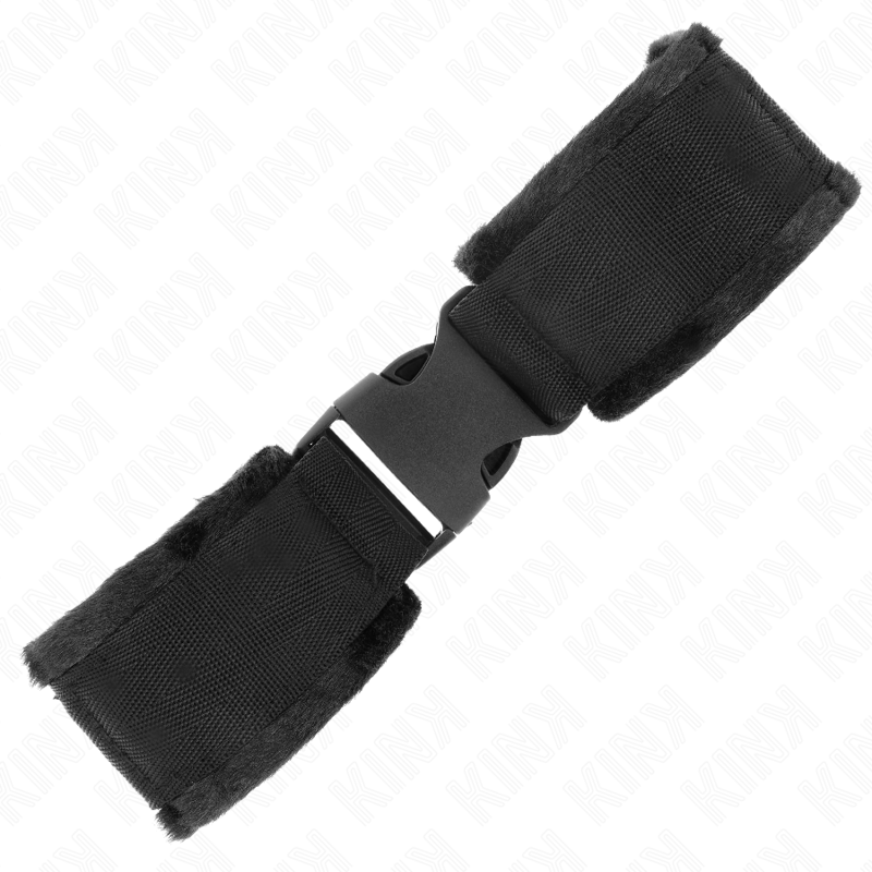 KINK - NYLON BIND-HANDFESSELN MIT KLETTVERSCHLUSS ROT-SCHWARZ MODELL 1 VERSTELLBAR 25-35 CM X 6 CM bei Secret Pulse im Erotikshop