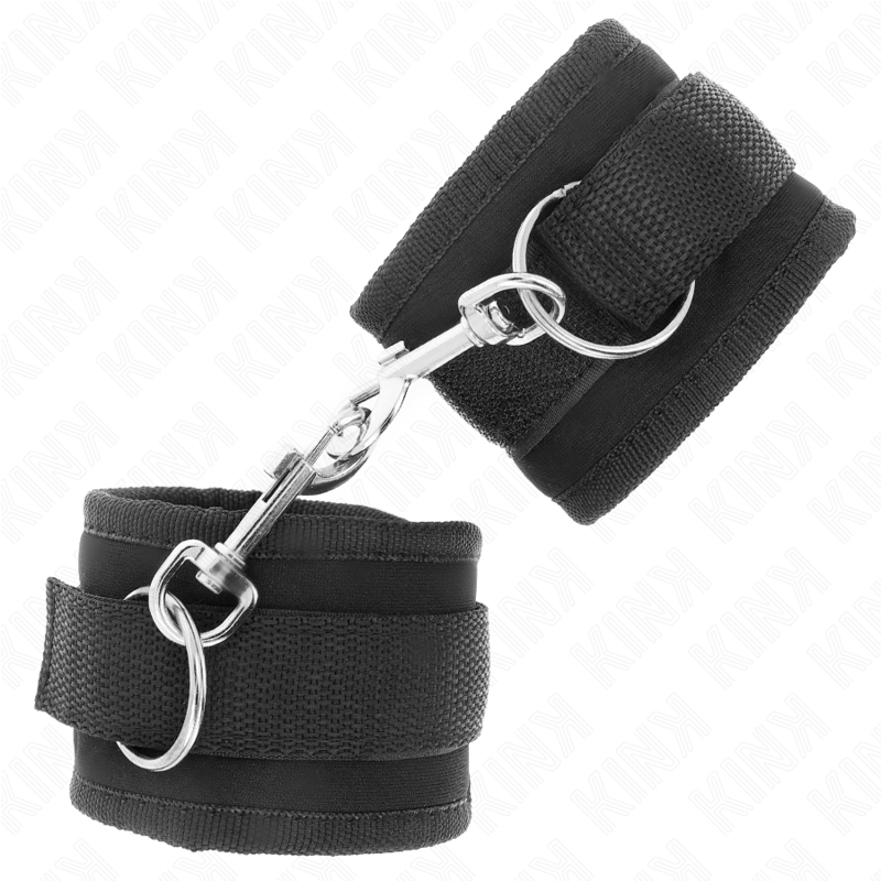 KINK - NYLON BIND-HANDHANDFESSELN MIT KLETTVERSCHLUSS, SCHWARZ, MODELL 2, VERSTELLBAR, 18-35 CM X 6 CM für sinnliche und diskrete Momente