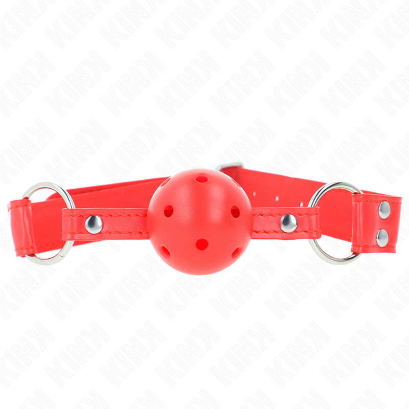 KINK - KOMPLETTER ROTER HOHLBALLKNEBEL 62 x 2 CM Produktansicht und Details