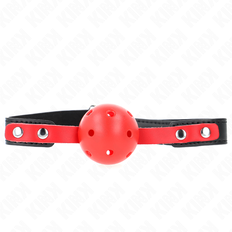 KINK - ROTER HOHLKUGEL, 4 CM, KNEBEL, SCHWARZER GURT 60 x 2 CM, VERSTELLBAR 37-52 CM bei Secret Pulse im Erotikshop