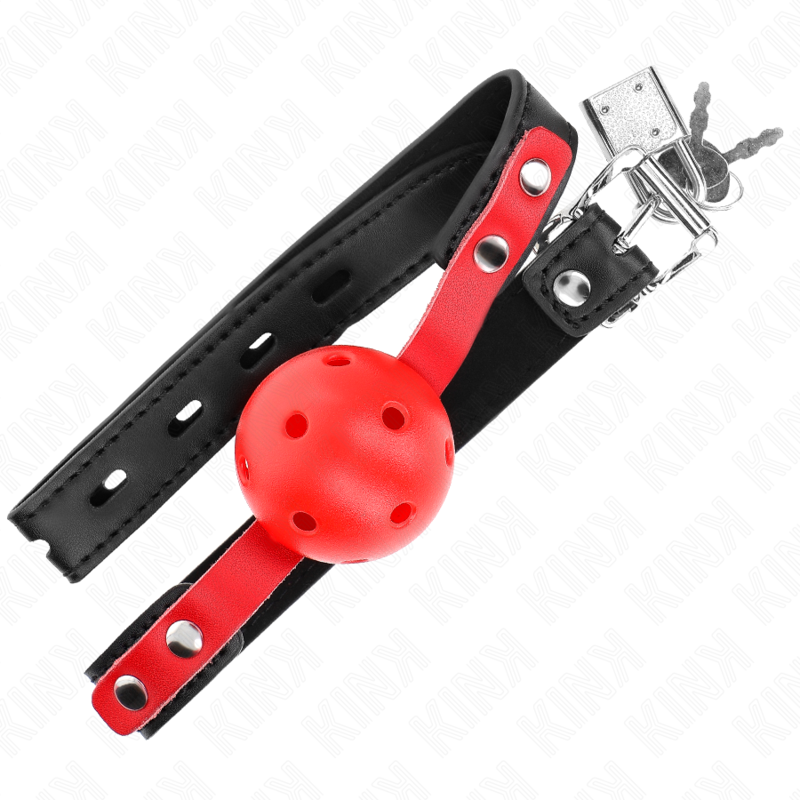 KINK - ROTER HOHLKUGEL, 4 CM, KNEBEL, SCHWARZER GURT 60 x 2 CM, VERSTELLBAR 37-52 CM hochwertiges Zubehör