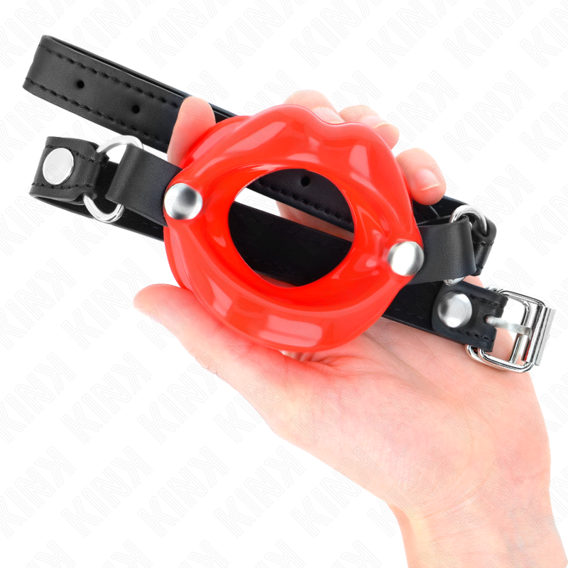 KINK - LIP 8 CM KNEBEL MIT ROTEM KUNSTLEDERBAND 63 x 2 CM VERSTELLBAR 39-58 CM Ballknebel diskret online kaufen