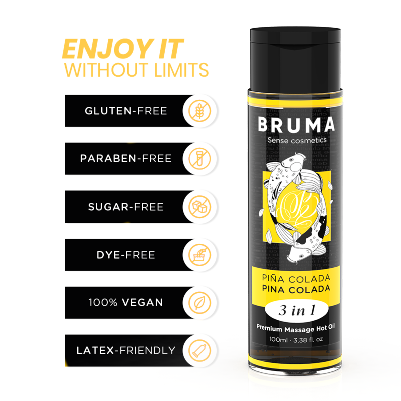 BRUMA Premium-Massageöl Pina Colada 3-in-1 100 ml – Wärmeeffekt & Intimöl bei Secret Pulse im Erotikshop