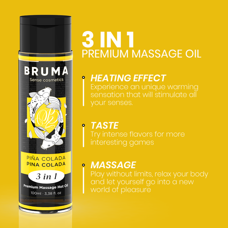 BRUMA Premium-Massageöl Pina Colada 3-in-1 100 ml – Wärmeeffekt & Intimöl für sinnliche und diskrete Momente