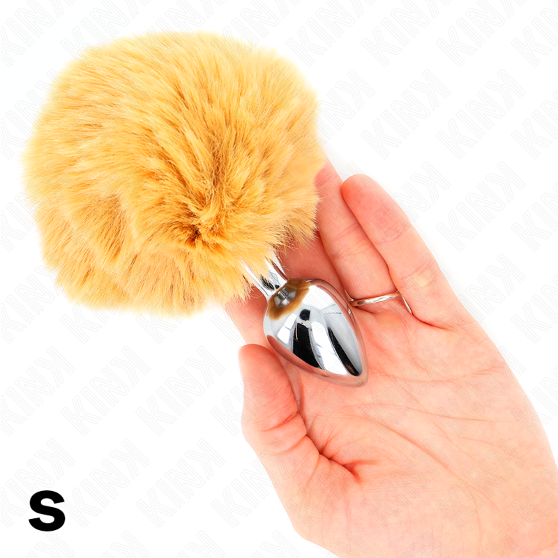 KINK - EDELSTAHL-PLUG 7 x 3 CM MIT BEIGEM KANINCHENSCHWANZ AUS KUNSTFELL 8 CM für sinnliche und diskrete Momente
