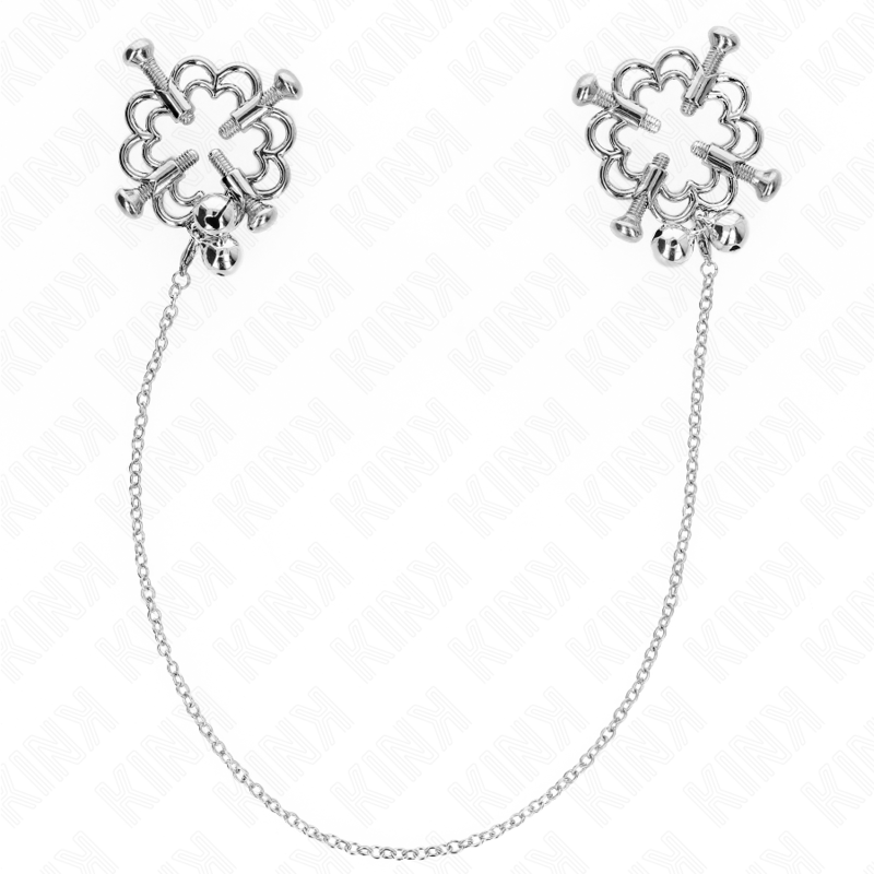 KINK - METALLISCHE BLUMEN-NIPPELKLAMMERN MIT KETTE Produktansicht und Details