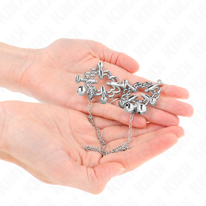 KINK - METALLISCHE BLUMEN-NIPPELKLAMMERN MIT KETTE hochwertiges Zubehör