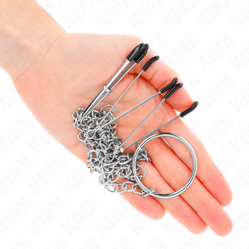 KINK - DREIFACH NIPPEL- UND KLITZISKLEMMEN MIT KETTE MODELL 1 für sinnliche und diskrete Momente