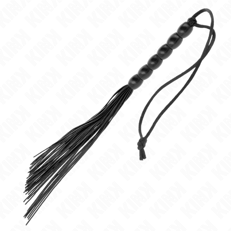 KINK - MINI SILIKONPEITSCHE MIT 6 SCHWARZEN PERLEN 26 CM hochwertiges Zubehör