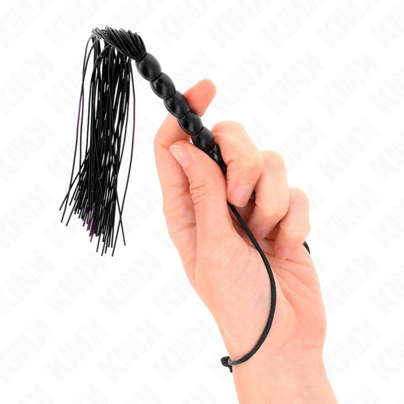 KINK - MINI SILIKONPEITSCHE MIT 6 SCHWARZEN PERLEN 26 CM Produktansicht und Details