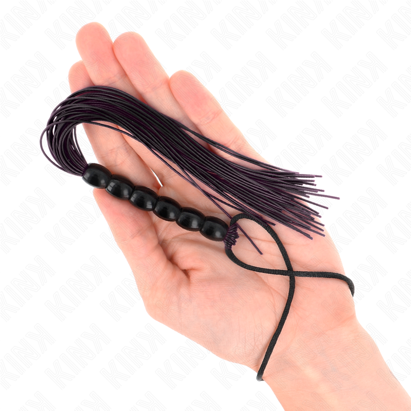 KINK - MINI SILIKONPEITSCHE MIT 6 SCHWARZEN PERLEN 26 CM BDSM-Peitsche diskret online kaufen