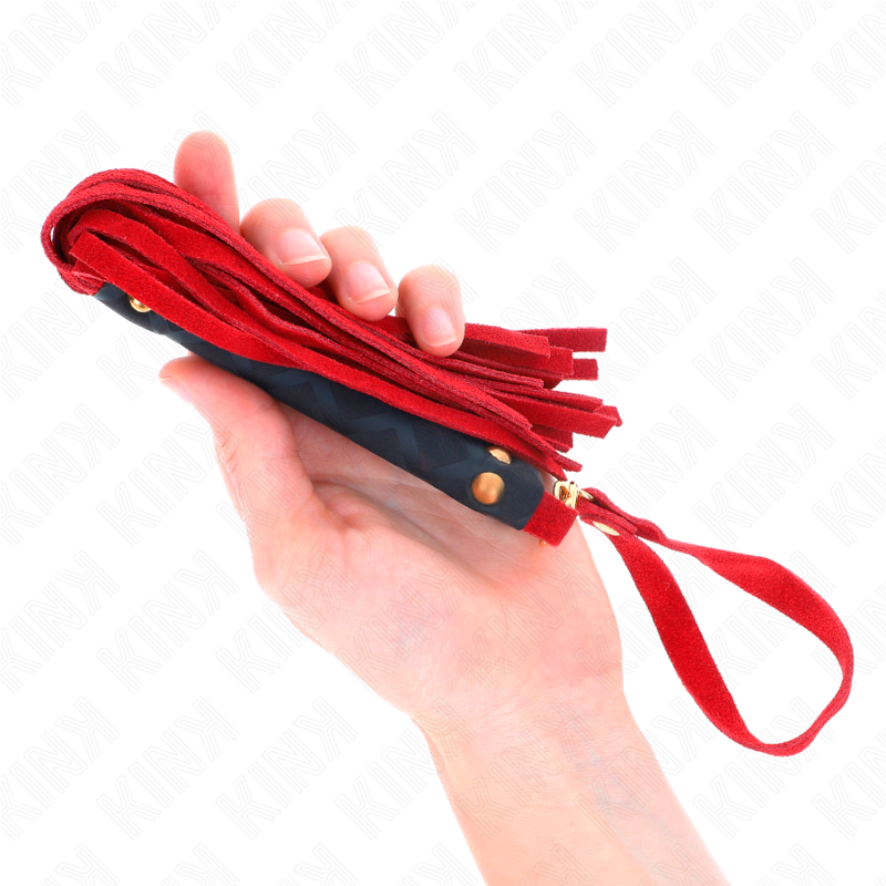 KINK Rote Wildleder Mini-Peitsche 30 cm – Bondage & BDSM | Secret Pulse Produktansicht und Details