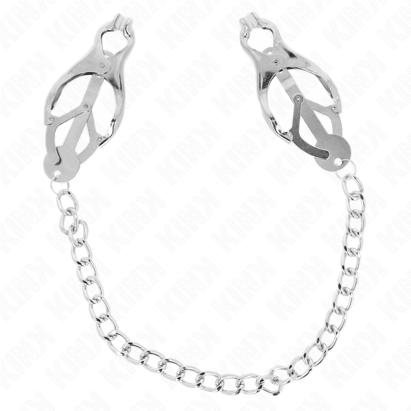 KINK - JAPANISCHE KLEEBLATT-NIPPELKLAMMERN MIT KETTE SILBER 30 CM Produktansicht und Details