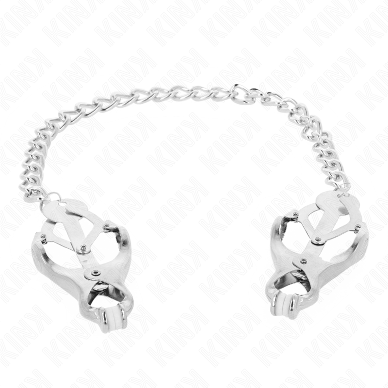 KINK - JAPANISCHE KLEEBLATT-NIPPELKLAMMERN MIT KETTE SILBER 30 CM für sinnliche und diskrete Momente