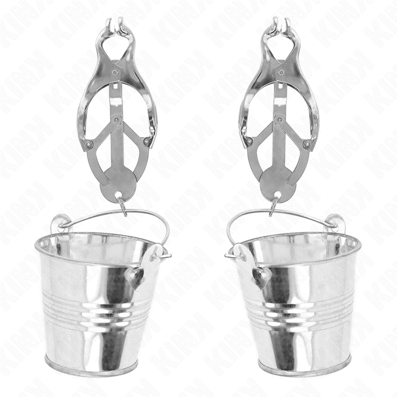 KINK - JAPANISCHE KLEEBLATT-NIPPELKLAMMERN MIT EIMER SILBER Produktansicht und Details