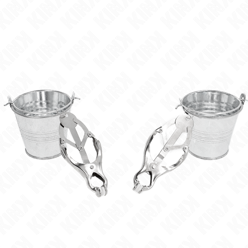 KINK - JAPANISCHE KLEEBLATT-NIPPELKLAMMERN MIT EIMER SILBER bei Secret Pulse im Erotikshop