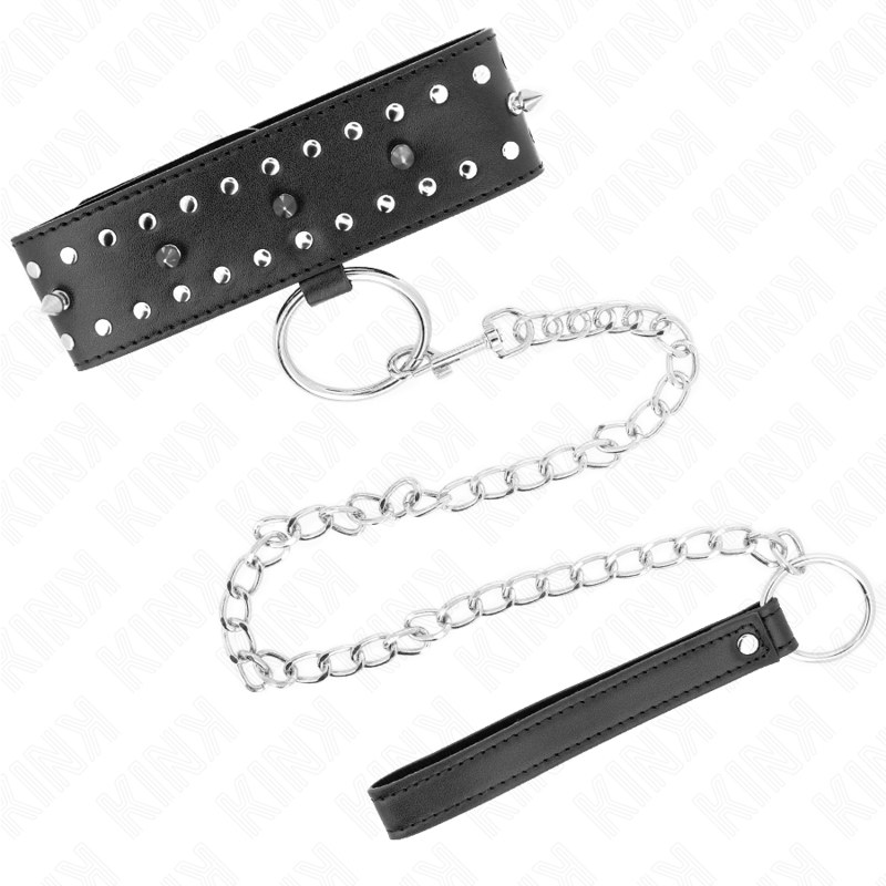 KINK Halskette 65 cm mit Leine & silbernen Nieten Modell 1 – Verstellbar 36–43 cm | Secret Pulse hochwertiges Zubehör