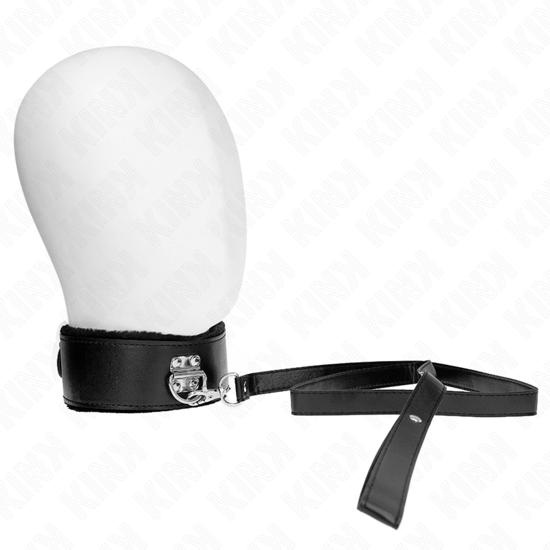 KINK Halskette mit Leine & silbernen Nieten – Modell 4 Schwarz, verstellbar 40–48 cm | 116 cm Band 6 cm Produktansicht und Details